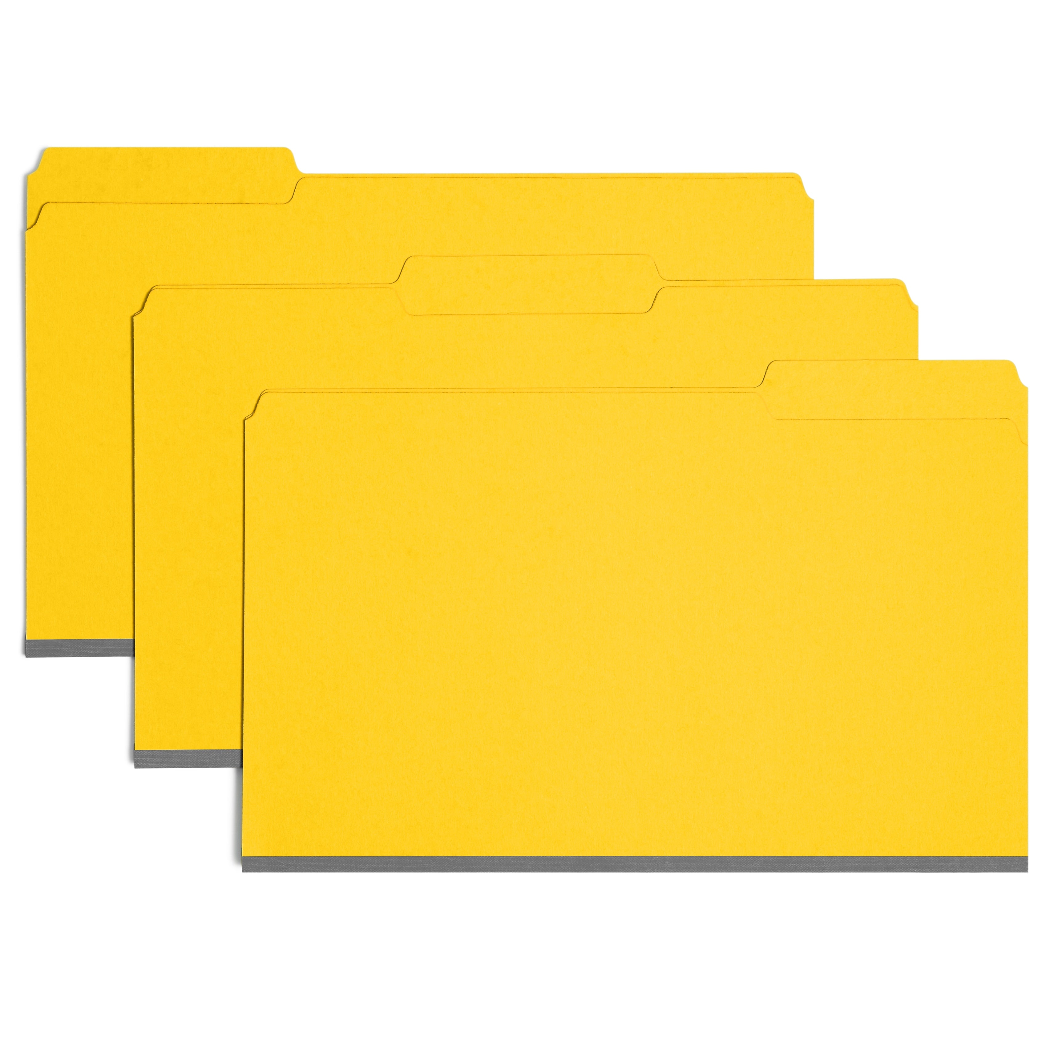Smead 50% Recycled Recycled Heavy Duty File Folder, 1/3-Cut Tab, Assorted, Legal Size, Yellow, 25/Box (22562)