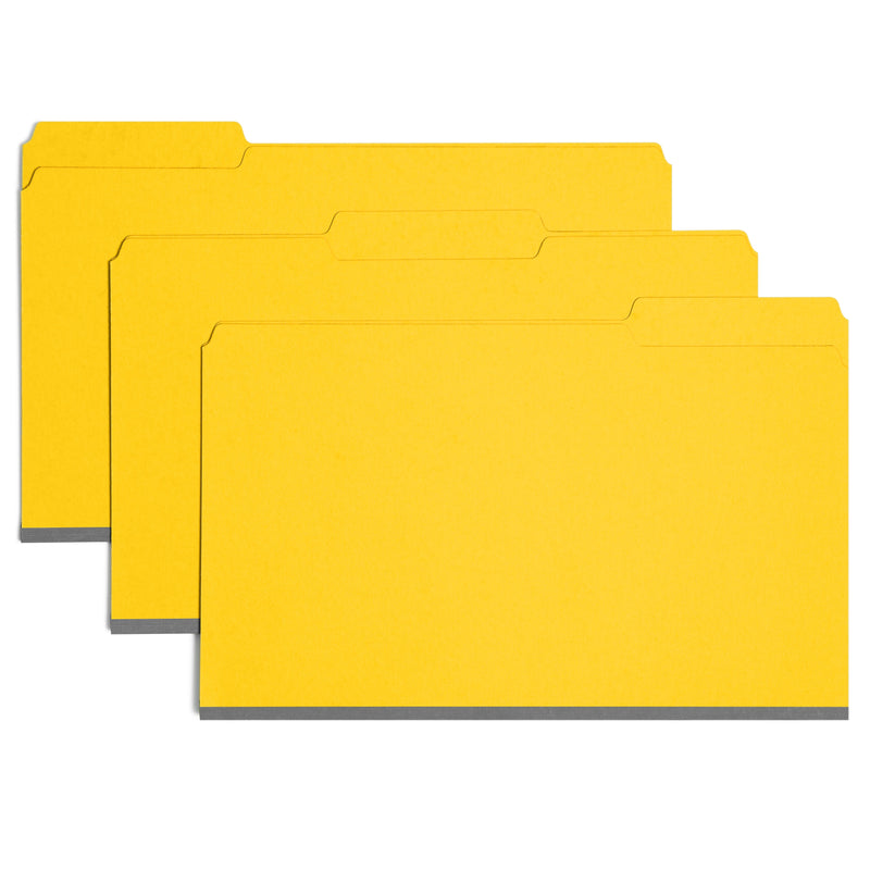 Smead 50% Recycled Recycled Heavy Duty File Folder, 1/3-Cut Tab, Assorted, Legal Size, Yellow, 25/Box (22562)