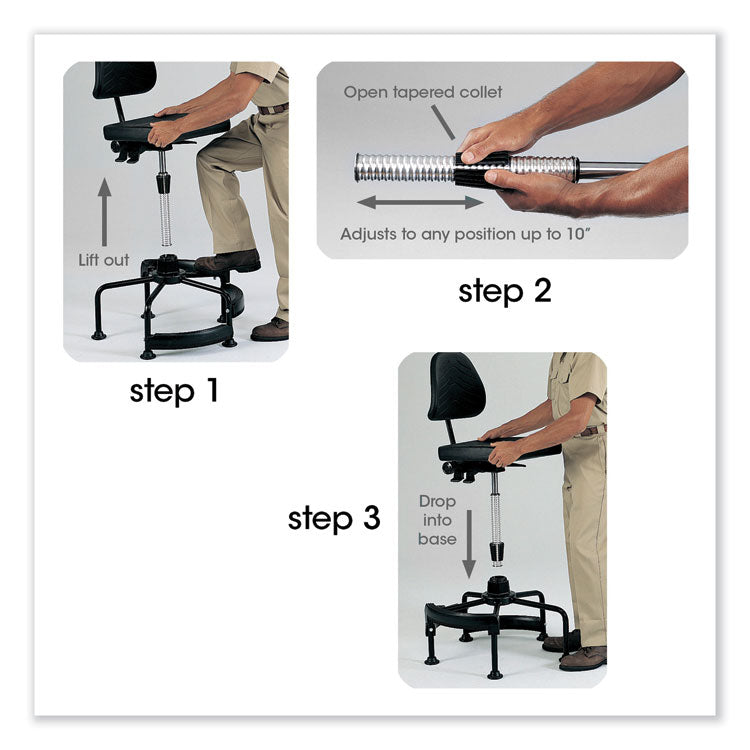Task Master Deluxe Industrial Chair, Supports Up to 250 lb, 17" to 35" Seat Height, Black