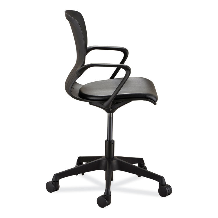 Shell Desk Chair, Supports Up to 275 lb, 17" to 20" Seat Height, Black Seat, Black Back, Black Base