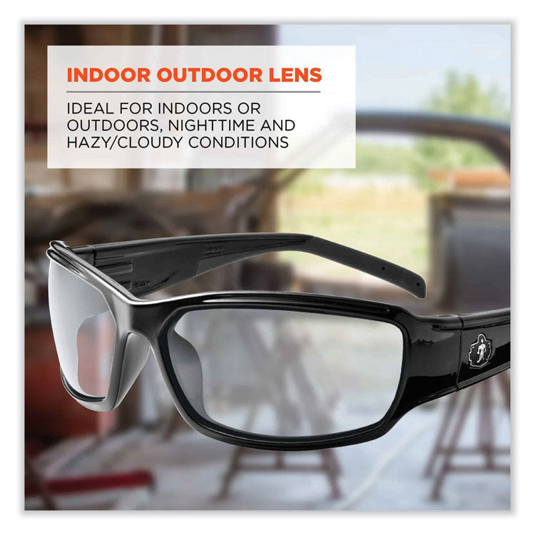 Skullerz Thor Safety Glasses, Black Nylon Impact Frame, Indoor/Outdoor Polycarbonate Lens