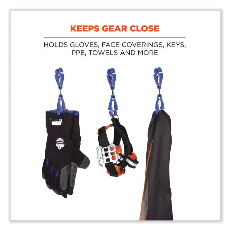Squids 3420 Dual Clip Swivel Glove Clip Holder, 1 x 0.6 x 5.5, Acetal Copolymer, Blue, 100/Pack