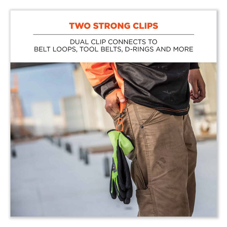 Squids 3420 Dual Clip Swivel Glove Clip Holder, 1 x 0.6 x 5.5, Acetal Copolymer, Black, 100/Pack