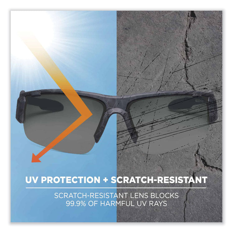 Skullerz Dagr Safety Glasses, Kryptek Highlander Nylon Impact Frame, Anti-Fog Smoke Polycarbonate Lens
