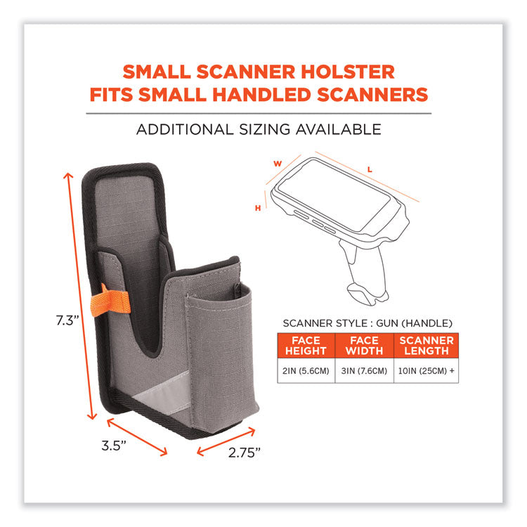 Squids 5541 Handheld Barcode Scanner Holster with Belt Clip, 2 Compartments, 2.75 x 3.5 x 7.3, Polyester,Gray