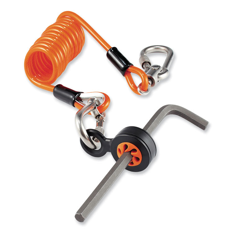 Squids 3130M Coiled Cable Lanyard with Carabiners, 5 lb Max Working Capacity, 6.5" to 48" Long, Orange