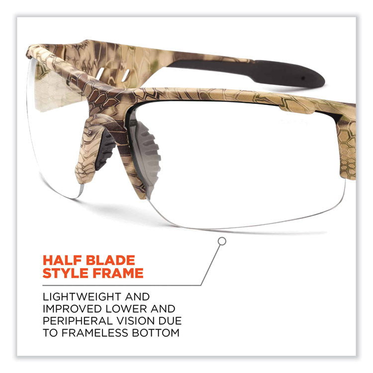 Skullerz Dagr Safety Glasses, Kryptek Highlander Nylon Impact Frame, Clear Polycarbonate Lens