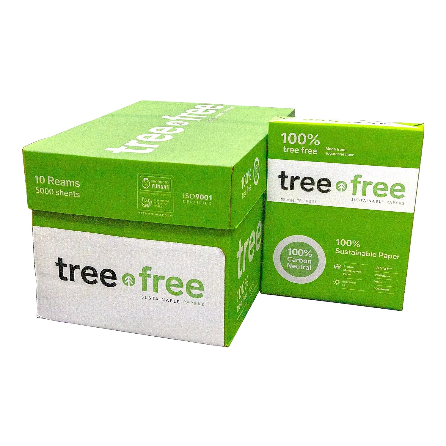 TreeFree Multipurpose Paper, 8.5" x 11", 20 lbs., White, 5000 Sheets/Carton (228007534)