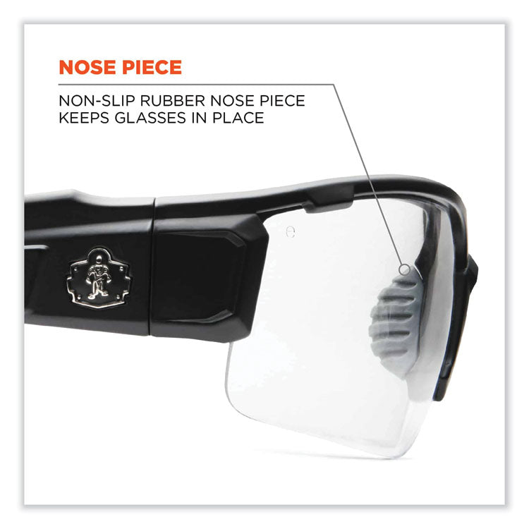 Skullerz Dagr Safety Glasses, Matte Black Nylon Impact Frame, Anti-Fog Clear Polycarbonate Lens