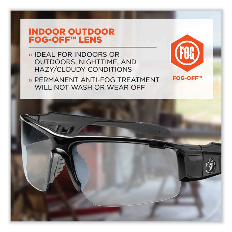 Skullerz Dagr Safety Glasses, Black Nylon Impact Frame, AntiFog Indoor/Outdoor Polycarbonate Lens