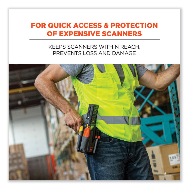 Squids 5540 Handheld Barcode Scanner Holster with Belt Loop, Large, 2.75 x 3.5 x 8, Polyester, Gray