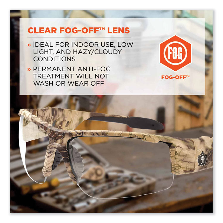 Skullerz Dagr Safety Glasses, Kryptek Highlander Nylon Impact Frame, Anti-Fog Clear