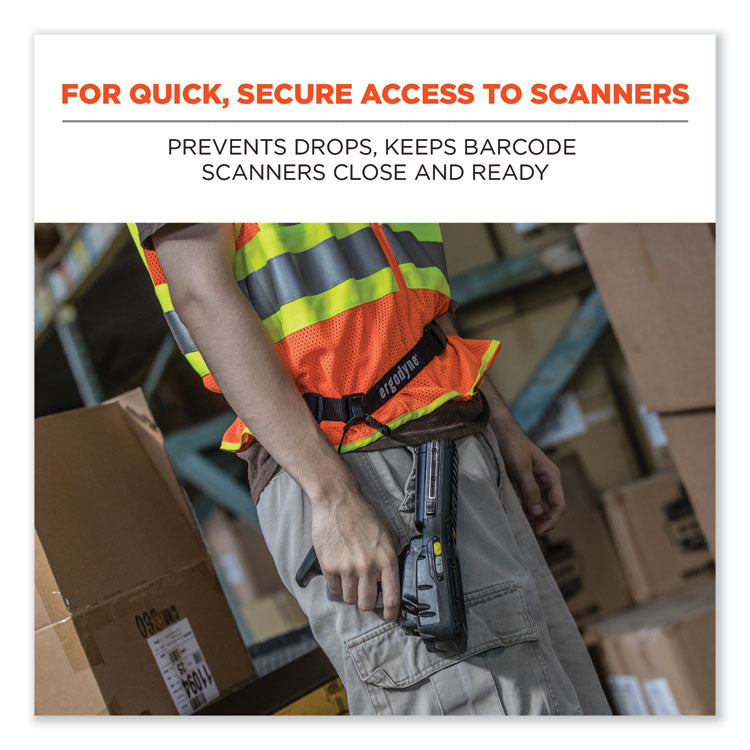 Squids 3135 Barcode Scanner Belt with Hook + Adaptor Strap, Small: 29" to 53" Long, Black