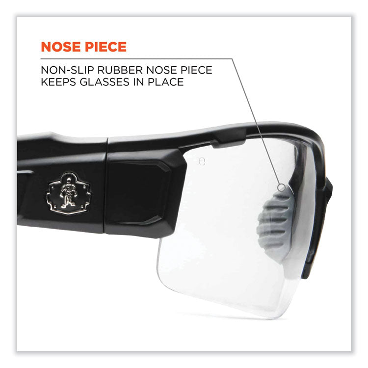 Skullerz Dagr Safety Glasses, Matte Gray Nylon Impact Frame, Anti-Fog Clear Polycarbonate Lens