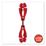 Squids 3420 Dual Clip Swivel Glove Clip Holder, 1 x 0.6 x 5.5, Acetal Copolymer, Red,100/Pack