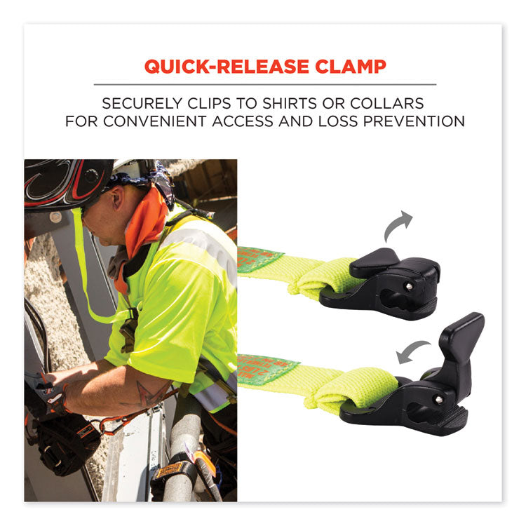 Squids 3155 Elastic Lanyard with Clamp, 2 lb Max Working Capacity, 18" to 48" Long, Lime