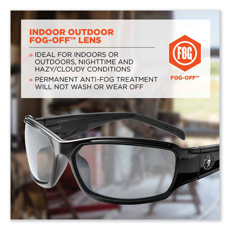 Skullerz Thor Safety Glasses, Black Nylon Impact Frame, AntiFog Indoor/Outdoor Polycarbonate Lens