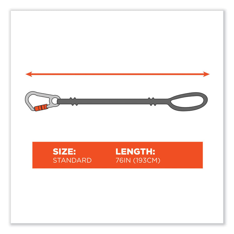 Squids 3148 Tool Lanyard with XL Carabiner + Threaded Loop, 80 lb Max Working Capacity, 76" Long, Orange/Black