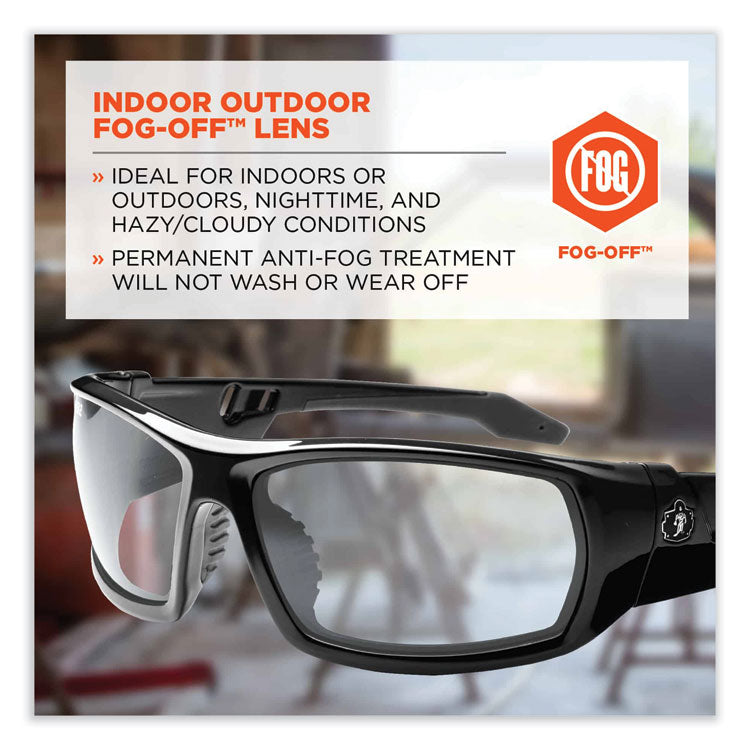 Skullerz Odin Safety Glasses, Black Nylon Impact Frame, Anti-Fog Indoor/Outdoor Lens