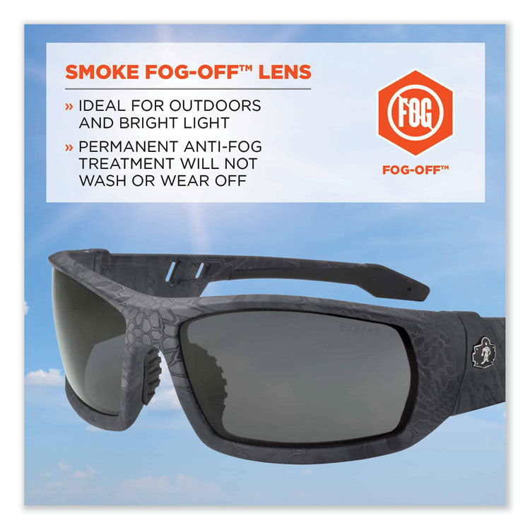 Skullerz Odin Safety Glasses, Kryptek Typhon Nylon Impact Frame, AntiFog Smoke Polycarbonate Lens