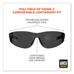 Skullerz Saga Frameless Safety Glasses, Black Nylon Impact Frame, Anti-Fog Smoke Polycarbonate Lens