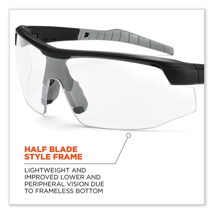 Skullerz Skoll Safety Glasses, Matte Black Nylon Impact Frame, Clear Polycarbonate Lens