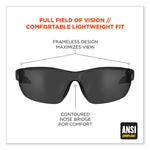 Skullerz Vali Frameless Safety Glasses, Black Nylon Impact Frame, Anti-Fog Smoke, Polycarbonate Lens