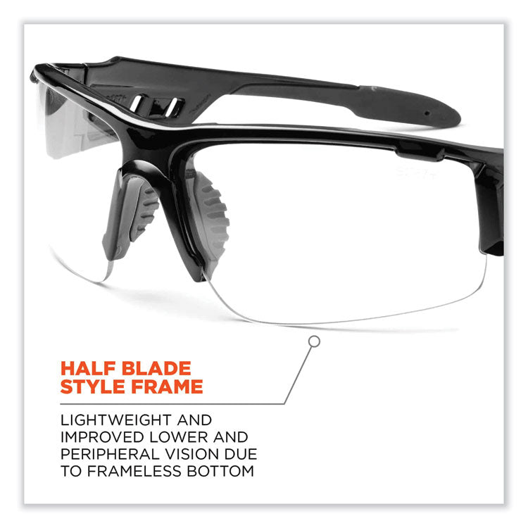 Skullerz Dagr Safety Glasses, Black Nylon Impact Frame, Anti-Fog Clear Polycarbonate Lens