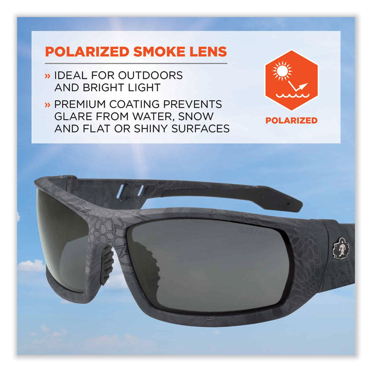 Skullerz Odin Safety Glasses, Kryptek Typhon Nylon Impact Frame, Polarized Smoke Polycarbonate Lens