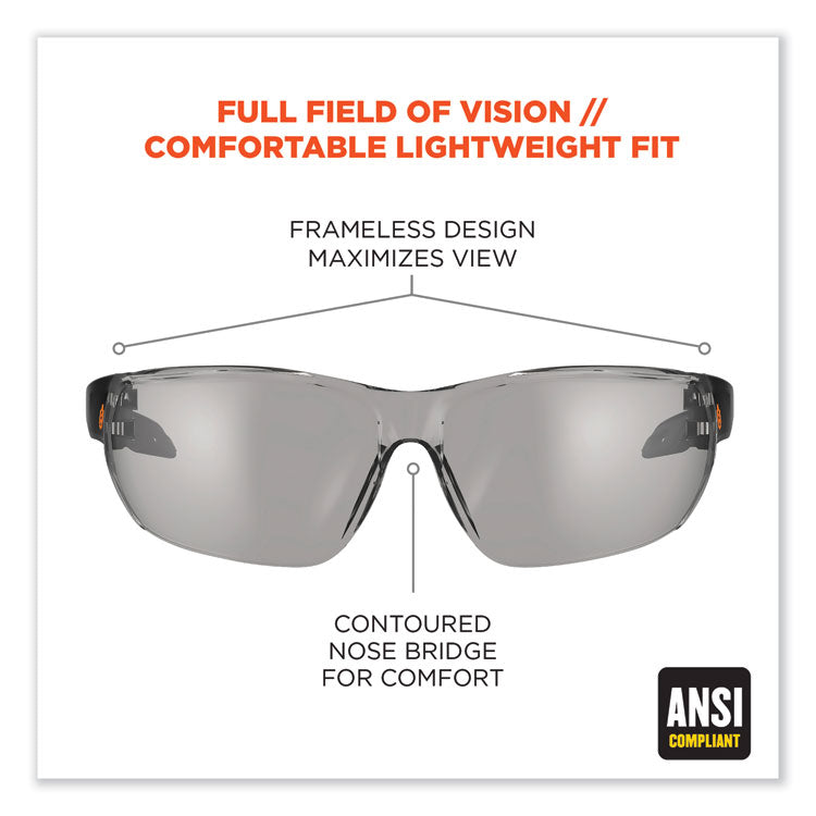 Skullerz Vali Frameless Safety Glasses, Black Nylon Impact Frame, Anti-Fog Indoor/Outdoor Polycarbonate Lens