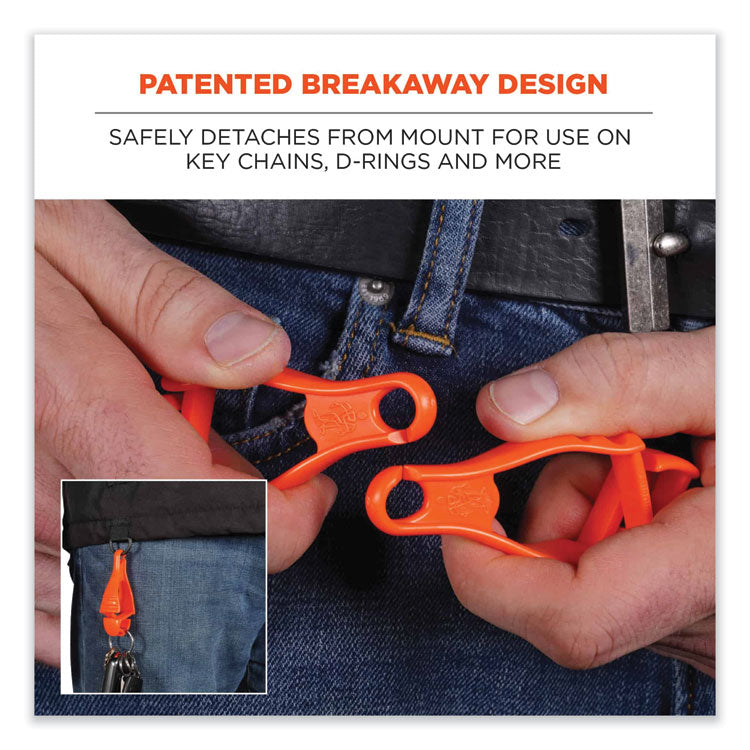 Squids 3400 Dual Clip Glove Clip Holder, 1 x 1 x 6.5, Acetal Copolymer, Red, 100/Pack
