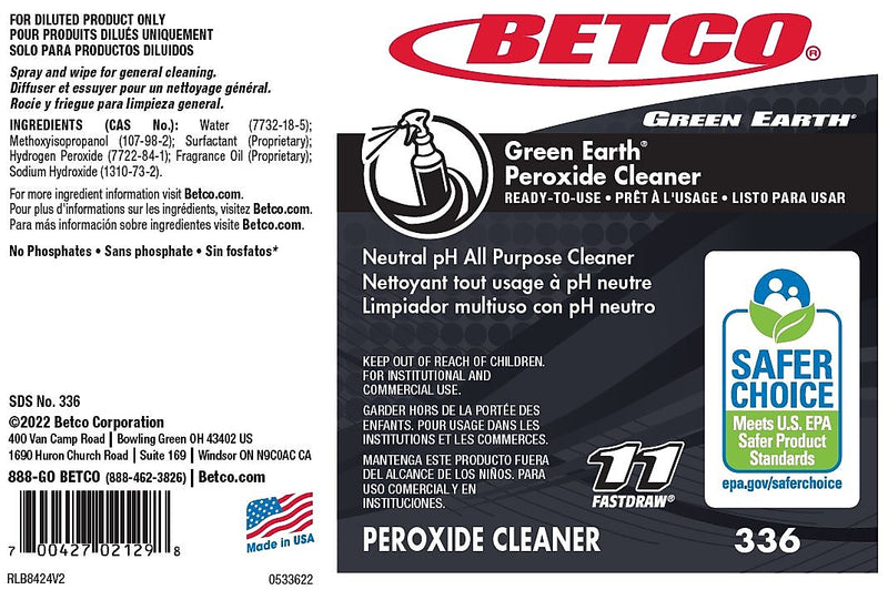 Betco Green Earth Secondary Label, 24/Pack (3369090)