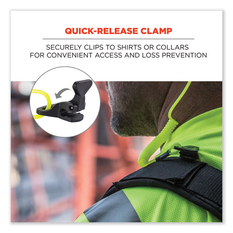 Squids 3158 Coiled Lanyard with Clamp, 2 lb Max Working Capacity, 12" to 48" Long, Lime