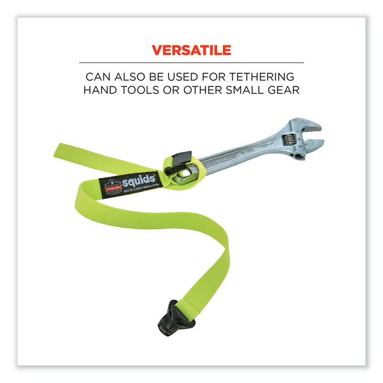 Squids 3155 Elastic Lanyard with Clamp, 2 lb Max Working Capacity, 18" to 48" Long, Lime