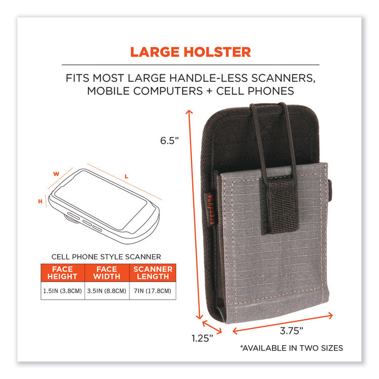 Squids 5542 Phone Style Scanner Holster with Belt Loop, Large, 1 Compartment, 3.75 x 1.25 x 6.5, Polyester, Gray