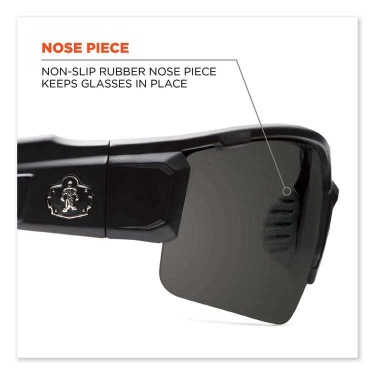 Skullerz Dagr Safety Glasses, Matte Gray Nylon Impact Frame, Anti-Fog Smoke Polycarbonate Lens