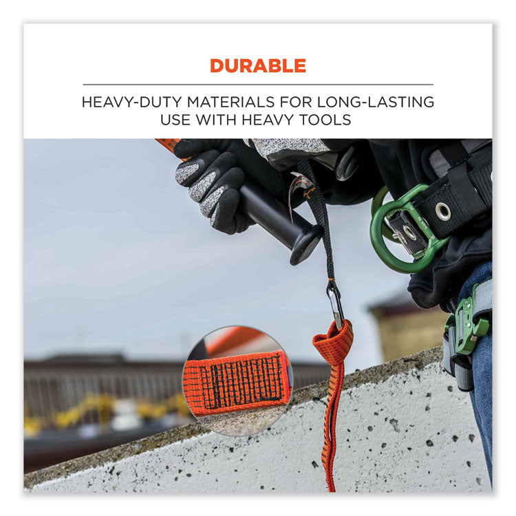 Squids 3148 Tool Lanyard with XL Carabiner + Threaded Loop, 80 lb Max Working Capacity, 76" Long, Orange/Black