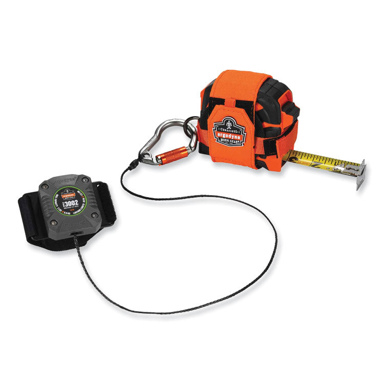 Squids 3002 Retractable Lanyard with Carabiner + Belt-Loop Anchor, 2 lb Max Working Capacity, 6" to 48" Long, Gray