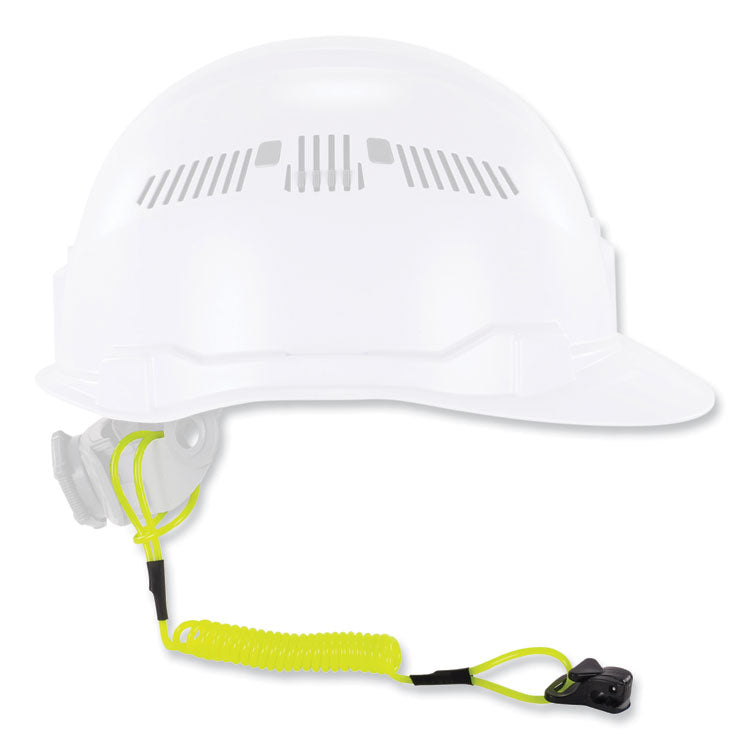 Squids 3158 Coiled Lanyard with Clamp, 2 lb Max Working Capacity, 12" to 48" Long, Lime