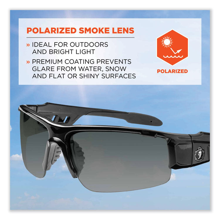 Skullerz Dagr Safety Glasses, Black Nylon Impact Frame, Polarized Smoke Polycarbonate Lens