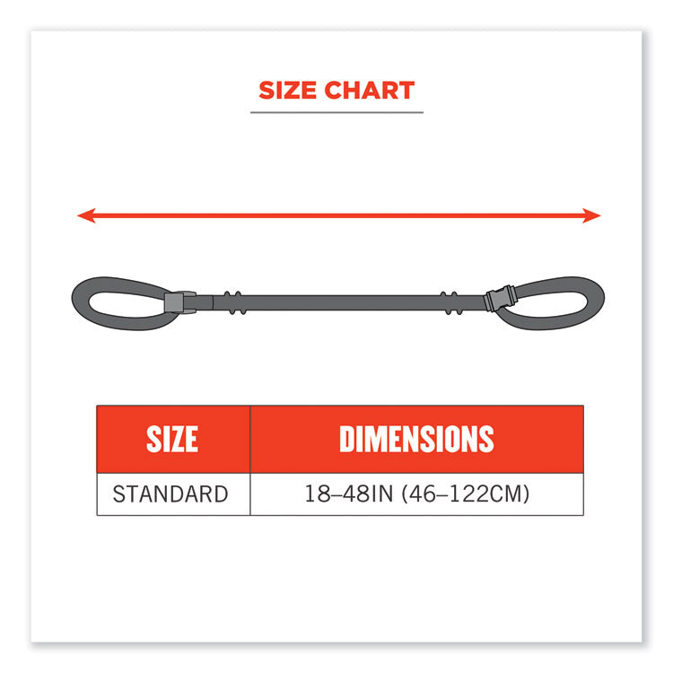 Squids 3150 Elastic Lanyard with Buckle, 2 lb Max Working Capacity, 18" to 48" Long, Lime