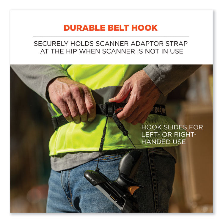 Squids 3135 Barcode Scanner Belt with Hook + Adaptor Strap, Small: 29" to 53" Long, Black