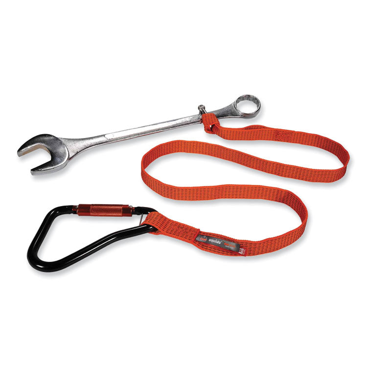 Squids 3148 Tool Lanyard with XL Carabiner + Threaded Loop, 80 lb Max Working Capacity, 76" Long, Orange/Black