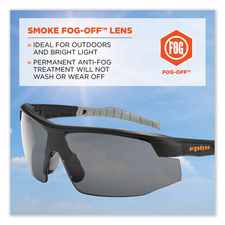 Skullerz Skoll Safety Glasses, Matte Black Nylon Impact Frame, Anti-Fog Smoke Polycarbonate Lens