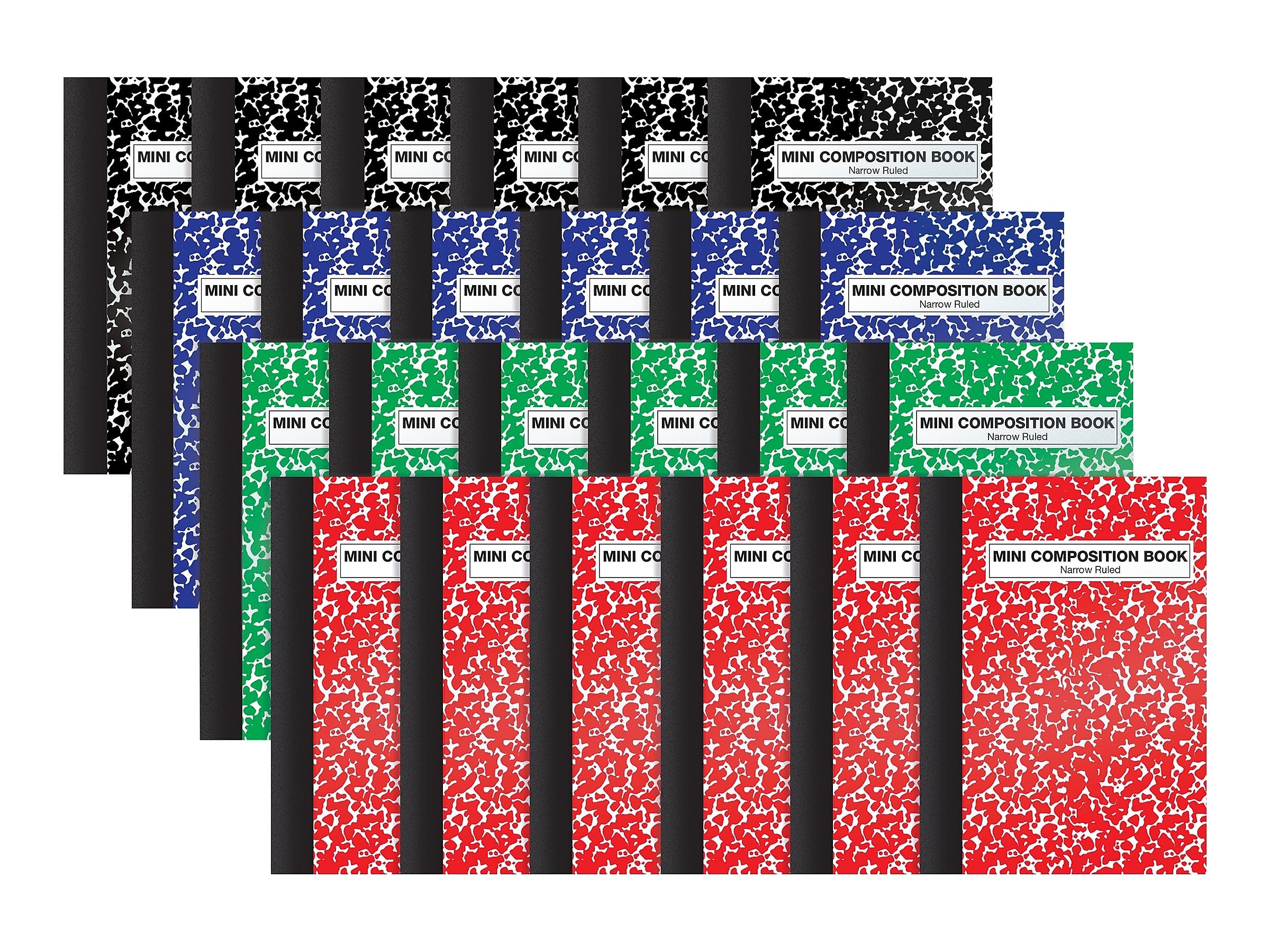 Better Office Mini Composition Notebooks, 3.25" x 4.5", Narrow Ruled, 80 Sheets, Assorted Colors, 24/Pack (25524-24PK)