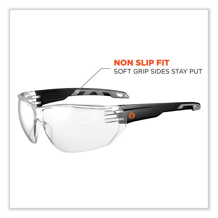 Skullerz Vali Frameless Safety Glasses, Black Nylon Impact Frame, Anti-Fog Clear Polycarbonate Lens