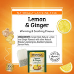 Twinings Lemon & Ginger Herbal Caffeine Free Tea Bags, 25/Box (TNA85145)