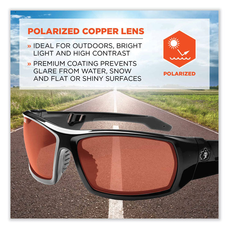 Skullerz Odin Safety Glasses, Black Nylon Impact Frame, Polarized Copper Polycarbonate Lens