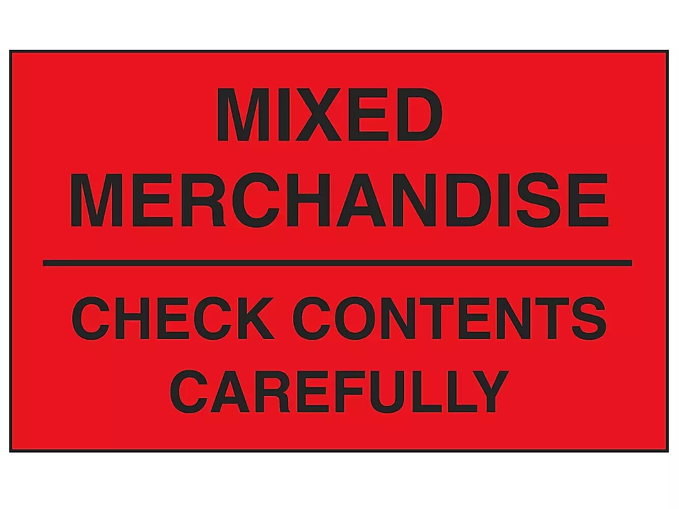 Decker Tape "Mixed Merchandise/Check Contents Carefully" Label, 3" x 5", 500/Roll (DL2483C)