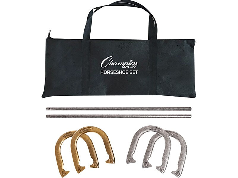 Champion Sports Horseshoes Set, Bronze/Silver (IHS100)